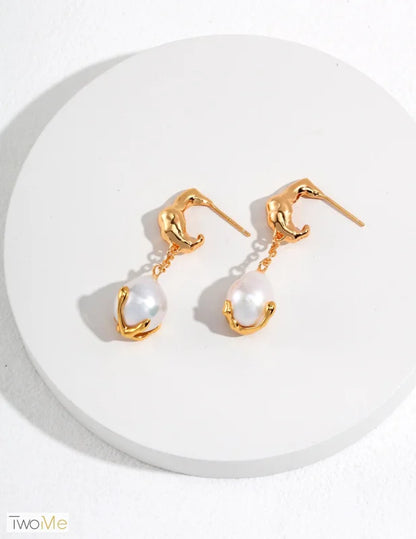 Ohrringe mit Teardrop-Perlen - 18K vergoldet - Jewelry & Accessories - Earrings - Drop Earrings